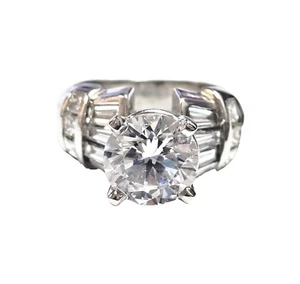Gorgeous Platinum & 18k Natural Diamond Semi Mount Ring with CZ Center - Picture 1 of 10
