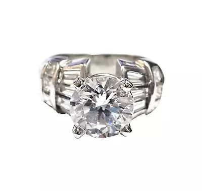 Gorgeous Platinum & 18k Natural Diamond Semi Mount Ring with CZ Center - Image 1 of 4