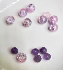 Pink and Purple Glass Beads, some crackle  6mm and 8mm