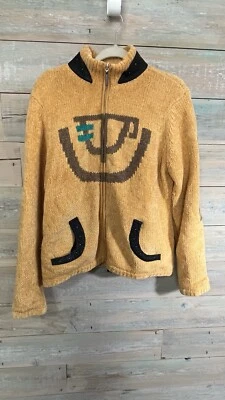 Jamie Sadock L Vintage Reversible Zip Up Sweater ~Knit Abstract In~outer Pockets - Изображение 1 из 4