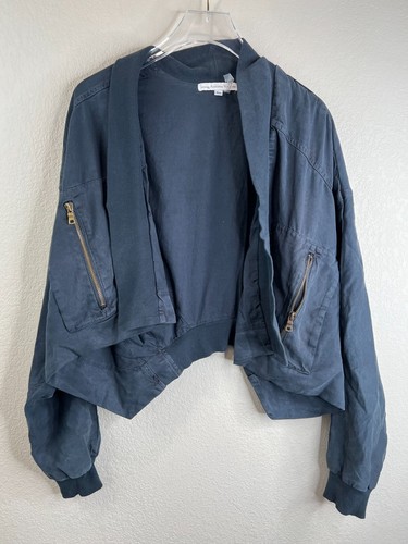 VETEMENTS Giacca donna aperta davanti giovane favolosa e rotta Tencel Fara XS blu tasca zip