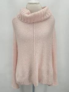 Wooden Ships Sweater Pink Mohair Wool Blend Cowl Neck M/L Pullover Soft Comfy - Picture 1 of 17