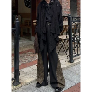 Herren Damen Lockere Weites Bein Yamamoto Hose Mid Waist Hose Plissee Freizeit Neu - Bild 1 von 14