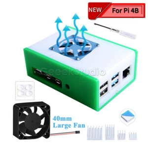 Acrylic Case Cover Blue/Red/Green with Cooling Fan Heat sink for Raspberry Pi 4B - Picture 1 of 14