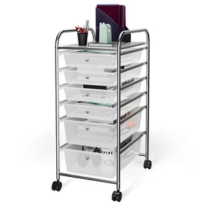 6 Drawer Rolling Storage Cart Office Scrapbook Organizer Clear - Picture 1 of 7