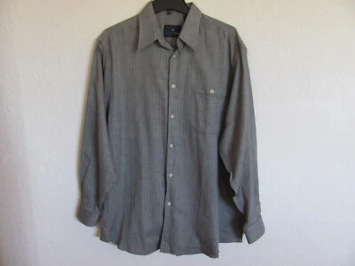 Camisa Hickey Freeman Botón Frontal - 100% Algodón - Gris Sutil Rayas - Para Hombre L Foto 1 de 4