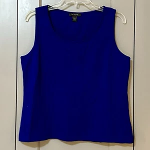 Camisa St John Para Mujer L Tejida Azul Sin Mangas Pullover Concha Blusa Mezcla de Lana - Imagen 1 de 7