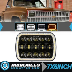 Faro LED H4 HiLo DRL intermitente para Chevrolet C10 C20 C30 1979-1986 7x6" - Imagen 1 de 12