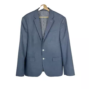 Express Men's Fitted Photographer Sport Coat Size 42 Regular Blue Cotton Jacket - Picture 1 of 18