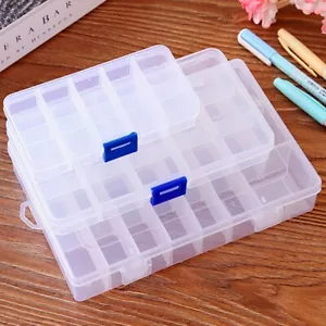 3x Plastic Adjustable Jewelry Divider Box Beads Organizer Case Storage Container - Picture 1 of 40
