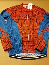 NWT Men's Spiderman Cycling Jersey & Bib Pants Set Costume Long Sleeve 22" Chest