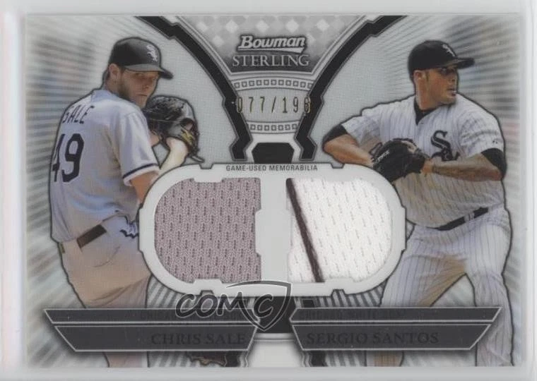 2011 Bowman Sterling Dual Relics Box Loader Chris Sale Sergio Santos Rookie RC - Image 1 of 2