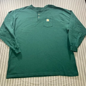 Camisa Top Henley Verde Oscuro Calce Original Carhartt Para Hombres 3XLT Ropa de Trabajo al Aire Libre - Imagen 1 de 4