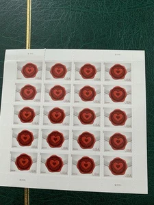 SFSTAMPS US Sc 4741 Sealed with Love Red Heart Wax Sheet Of 20 MNH 2013 Perf Sep - Picture 1 of 3