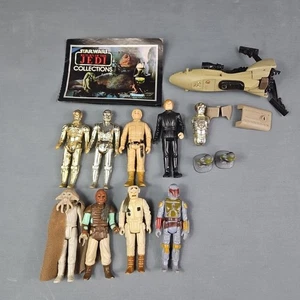 Vintage Kenner Star Wars Figuren Lot Bobba Fett Luke C3PO + Speeder Bike Teile  - Bild 1 von 14