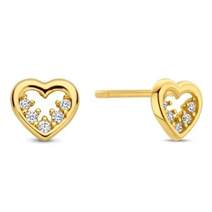 Ohrstecker Herz mit 10 Zirkonia Gold 585 - Bild 1 von 1