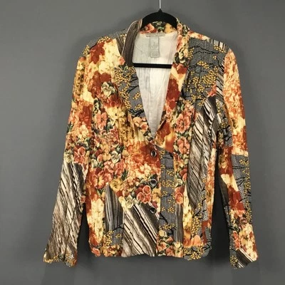 Alberto Makali Jacket Womens XL Floral Blazer Crinkle Long Sleeve Artsy Statemen - Image 1 of 4