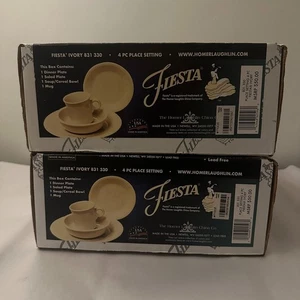 2 Fiesta Ivory 4-Piece Place Settings 831330 Open Box New Homer Laughlin USA - Picture 1 of 5