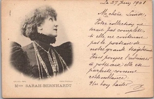 Postal vintage de 1901 de la actriz Sarah Bernhardt "Reutlinger - París" París Cancelar - Imagen 1 de 2