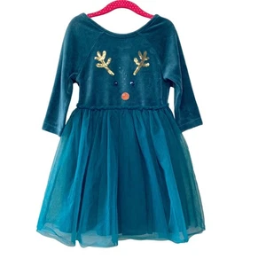Vestido MINI BODEN Reno Niñas 5-6 5T 116cm Verde Terciopelo Tul Navidad Niña - Imagen 1 de 6