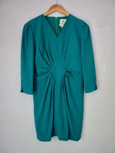 Vestido De Colección Años 80 Paienne Tokyo Verde Azulado Ajustado Cóctel Fiesta Talla S/M Diamante Acanalado - Imagen 1 de 4