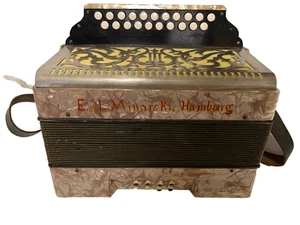 E. & L. Minarski Hamburg Button Accordion Vintage Germany Good Bellows OK - Picture 1 of 14