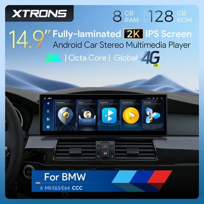 2K 14,9" Autoradio für BMW 6er M6 E63 E64 CCC Android 14 8G+128GB 4G LTE CarPlay - Bild 1 von 4