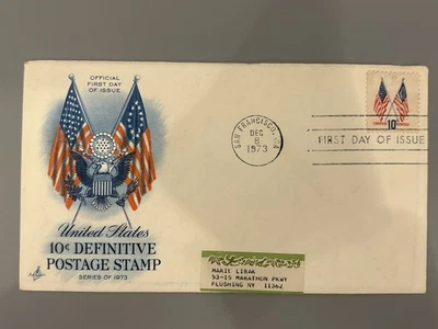 1973 10c Crossed Flags FDC ArtCraft Cachet San Francisco Definitive Addressed - Image 1 of 4