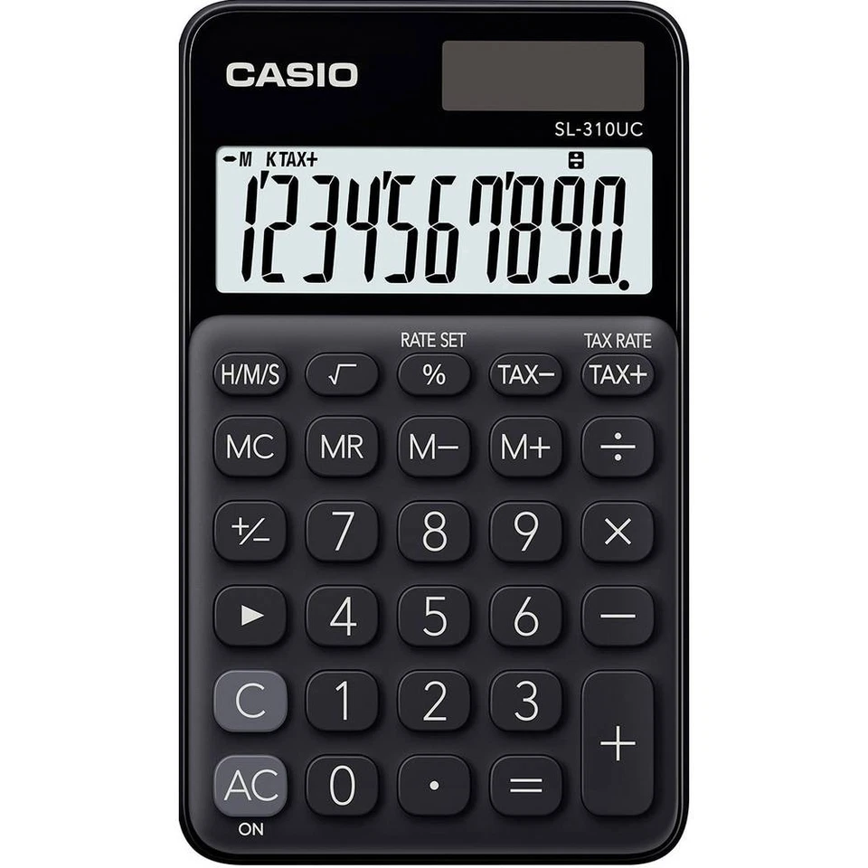 Casio SL-310UC-BK Taschenrechner Schwarz Display (Stellen): 10 solarbetrieben, - Bild 1 von 1