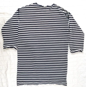 Everlane Size MEDIUM Oversized Mariner Dress Black White Stripe Long Slv Mini - Picture 1 of 9