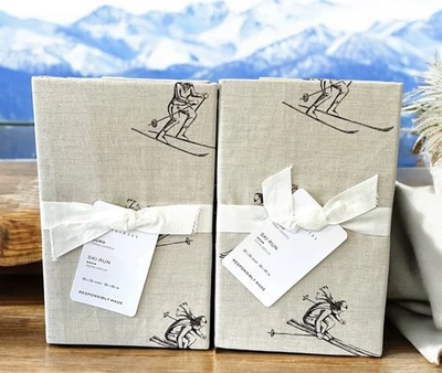 Pottery Barn Ski Run EURO SHAMS Flax 2 Christmas Aspen Lodge Cabin NWT - Image 1 of 4