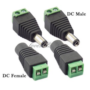 Male+Female  DC Power 2.1x5.5mm Male Plug Jack Connector Socket Adapter For CCTV