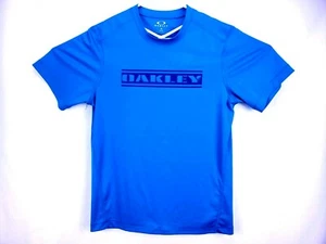 Oakley Mens T-Shirt Size M Short Sleeve CrewNeck Blue with Blue Branded Graphic - Picture 1 of 6