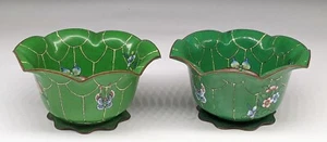 Pair of Chinese Canton Enamel Foliate Bowls early c20 - Picture 1 of 10