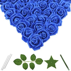 100 Pcs 3 Inch Artificial Flowers Bulk 5 in 1 Set Faux Foam Fake Rose Head We... - Picture 1 of 6