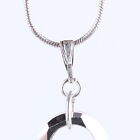 Italy Sterling Silver And Round Glass Shiny Sparkling Pendant W Snake Chain 2286
