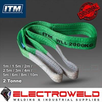 ITM 2 Ton Flat Webbing 2.5m 3m 4m Green Lifting Sling Hoist Rig 2T TM9160-02020