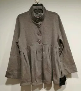 Peace Love Chill Damen Jacke Größe XL meliert grau Knopfleiste Plissee Taschen - Bild 1 von 12