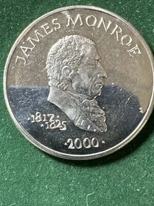 LIBERIA Republic 2000 Cooper Nickel Coin $ 5 Series U.S. Presidents J.MONROE - Picture 1 of 8