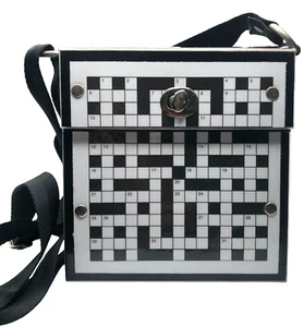 Einzelstück echte Kreuzworträtsel Handtasche Crossbody Schultergurt abwischbar - Bild 1 von 7