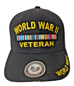 NEW Rapid Dominance Black World War II Veteran Adjustable Hat Cap - Picture 1 of 6
