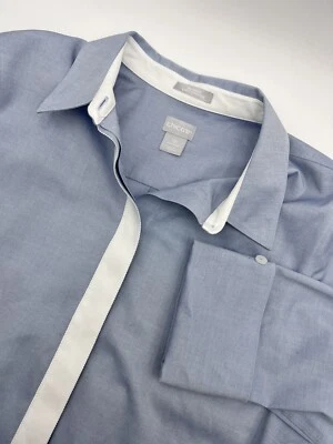 Chicos 1P No Iron Button Up Shirt Womens Blue Chic Stretch Flip Cuff Collared - Image 1 of 4