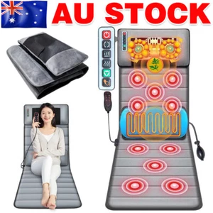 10 Vibrating Motors Massage Mat-Full Body Heated Massage Mattress Neck Cushion- - Picture 1 of 10