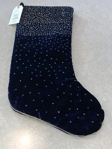 ARTISAN DE LUXE Home Blue Beaded Sparkle Christmas Stocking 19" x 11" New - Picture 1 of 4