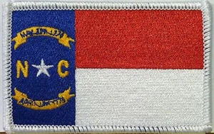 NORTH CAROLINA Flag PATCH With Hook Adhesive Fastener Military White Border #3 - Picture 1 of 1