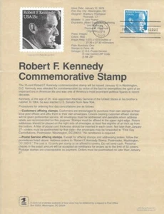 #1770 15c Robert F. Kennedy Stamp Poster - Unofficial Souvenir Page FD - Picture 1 of 1