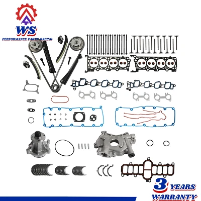 Head Gasket Set w/ Bolts Timing Chain Oil Water Pump For Ford F150 00-02 5.4L — 第 1/4 张图片