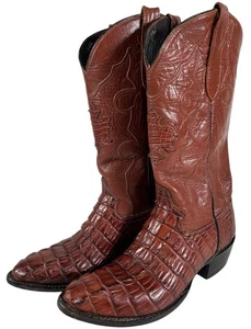 VINTAGE COWTOWN HORNBACK CROCODILE CUSTOM RARE WESTERN BOOTS Men’s Size 9D - Picture 1 of 14