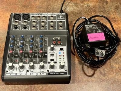 Behringer XENYX 802 Analog Mixer (works) + Matching Power Supply (failed) - Image 1 of 3