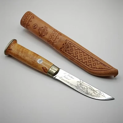 Finnenmesser J Marttiini Jagdmesser mit Lederhülle Puukko Finnland Outdoor  - Bild 1 von 4